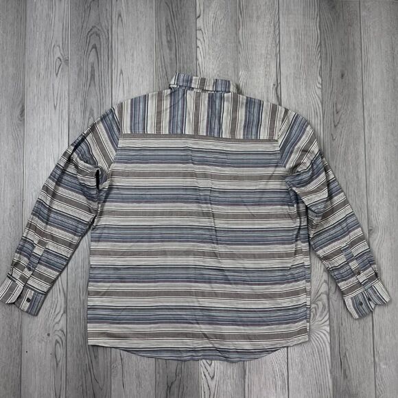 Swiss Tech Men Size XL Brown Strip Button Up Casual Office Collar Shirt Top - Picture 3 of 5